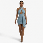 Mini-robe ruchée dos nu pour femme