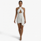 Mini-robe ruchée dos nu pour femme