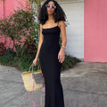 Robe longue ajustée à fines bretelles