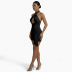 Mini-robe ruchée dos nu pour femme