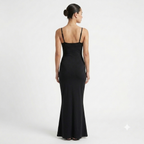 Robe longue ajustée à fines bretelles